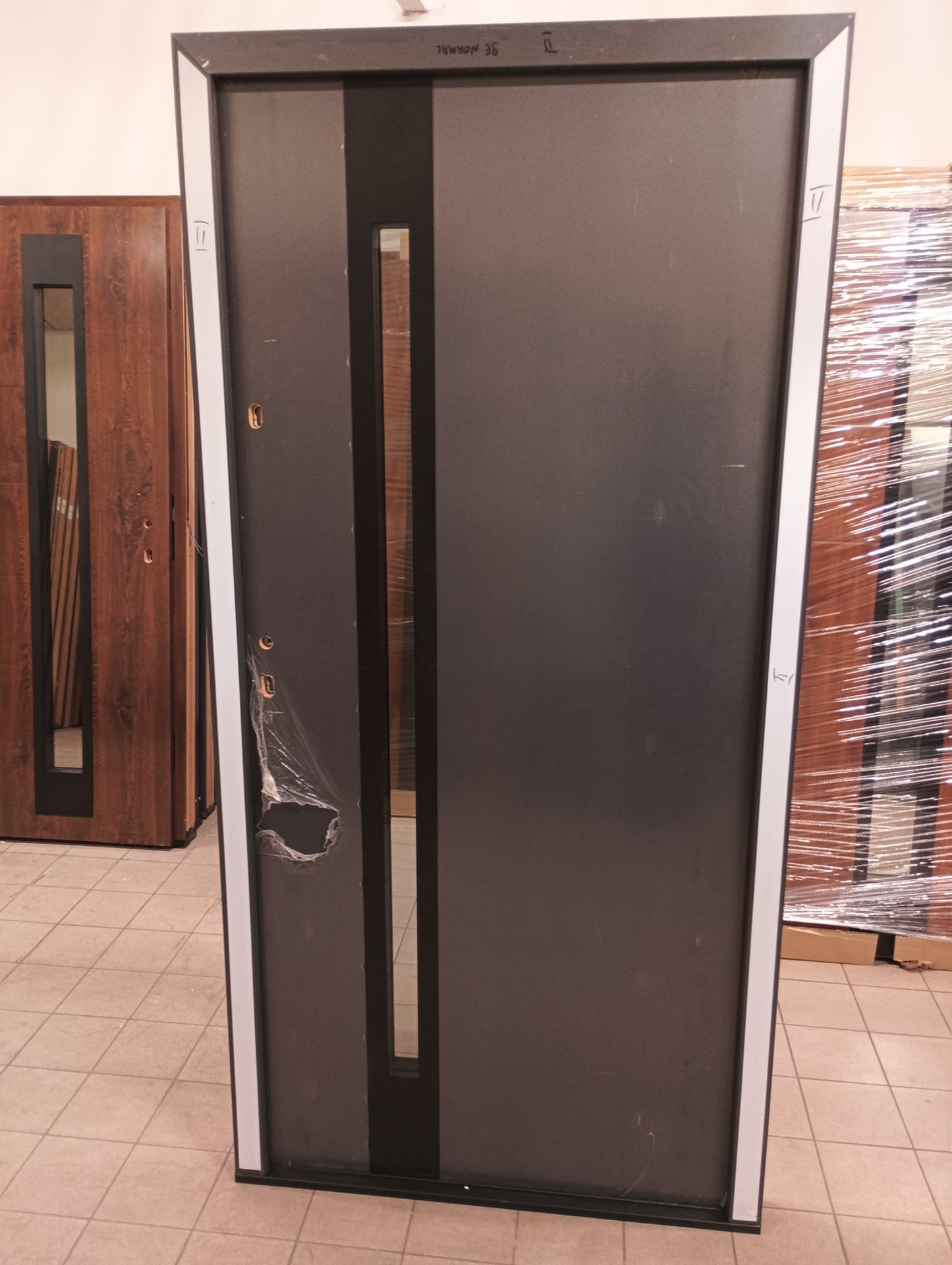 Drzwi zewnętrzne Normal Torino 12B - 2 gatunek kolor ANTRACYT "90" lewe