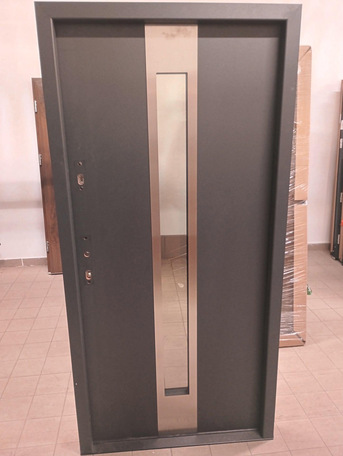 Drzwi zewnętrzne Disting Plus Otello 35 - 2 gatunek kolor ANTRACYT "90" lewe