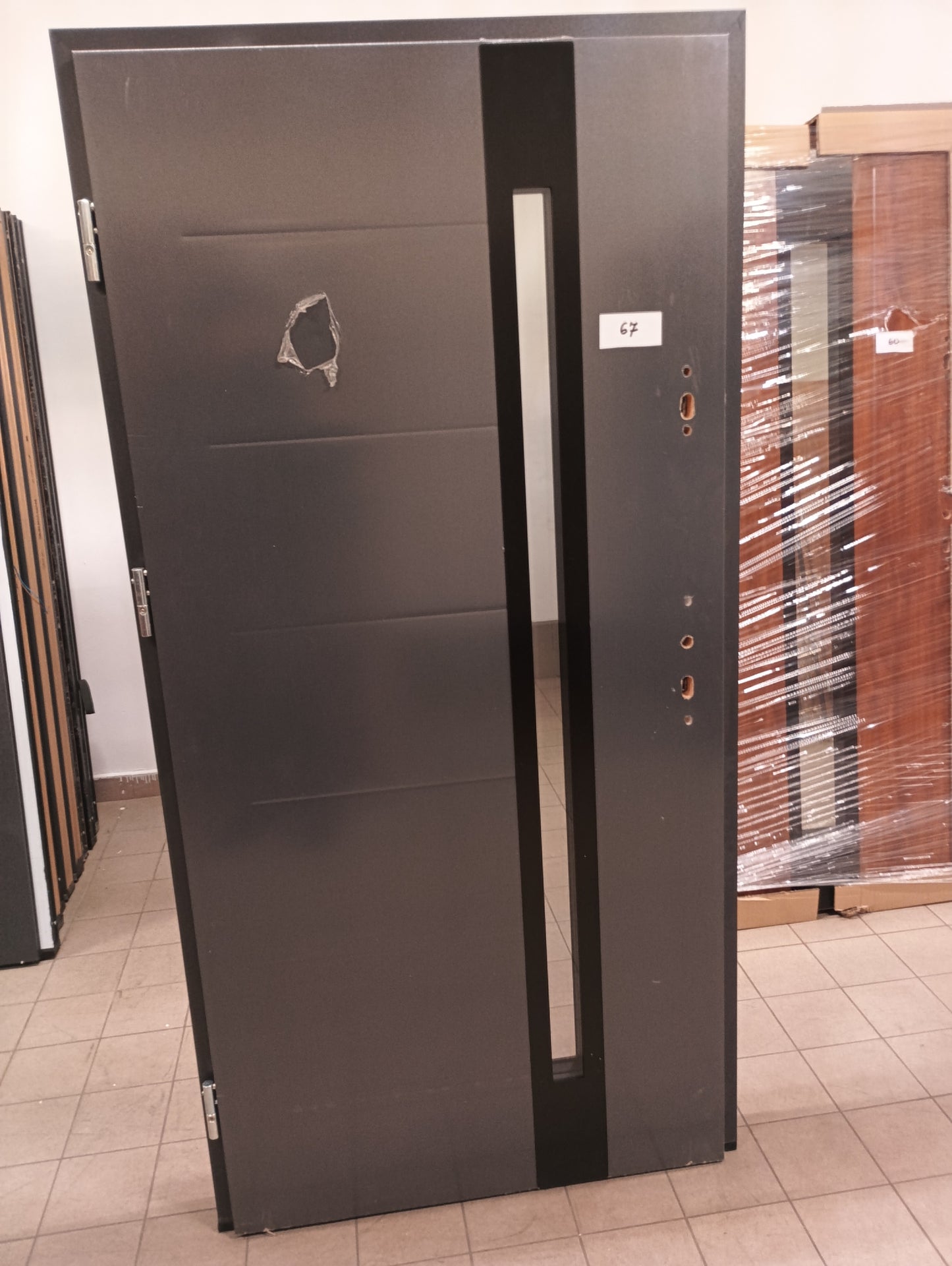 Drzwi zewnętrzne Disting Vento 12B - 2 gatunek kolor ANTRACYT "90" lewe