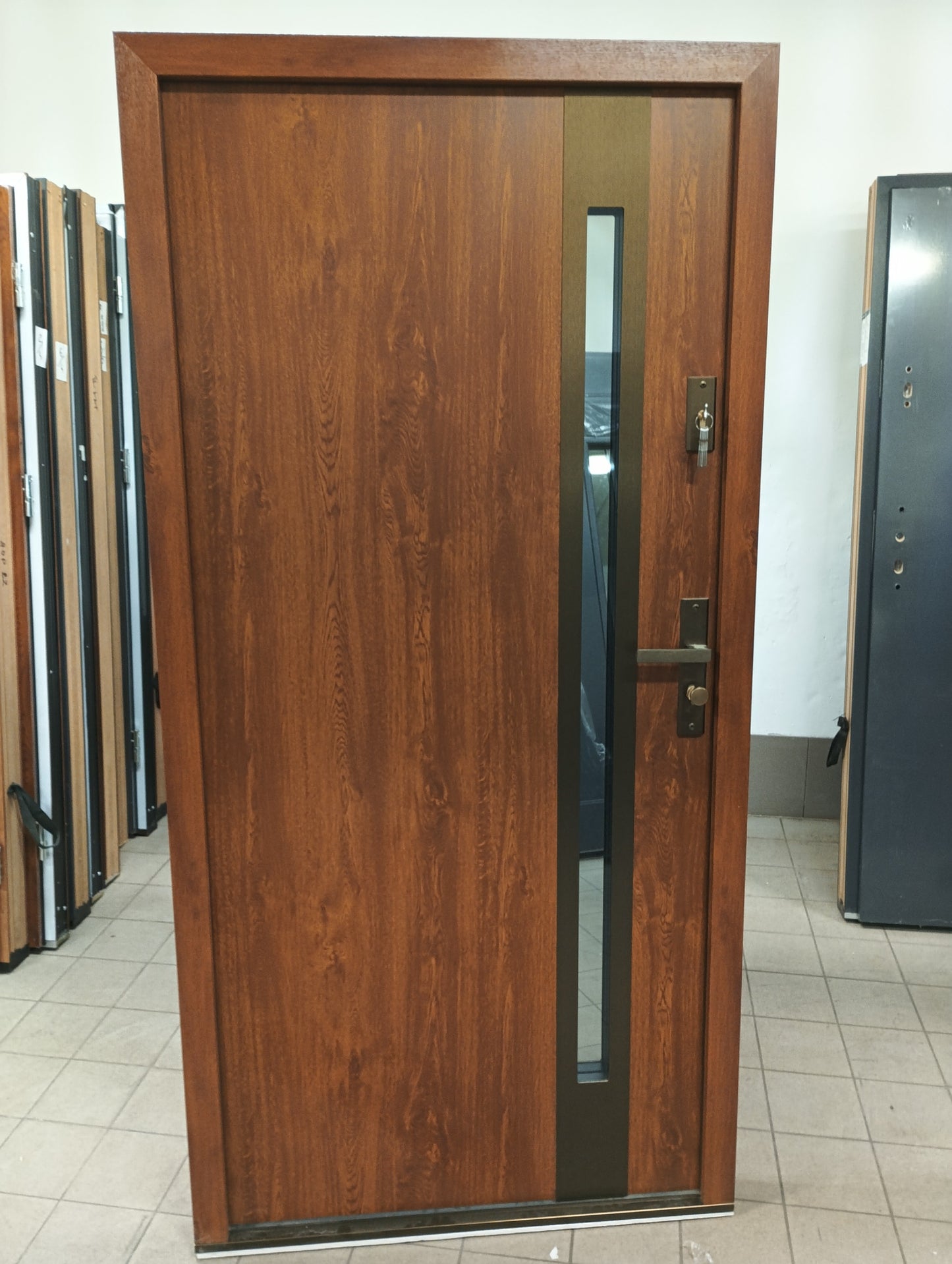 Drzwi zewnętrzne Basic Parma 12B - 2 gatunek kolor ZŁOTY DĄB "90" prawe