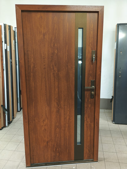 Drzwi zewnętrzne Basic Parma 12B - 2 gatunek kolor ZŁOTY DĄB "90" prawe