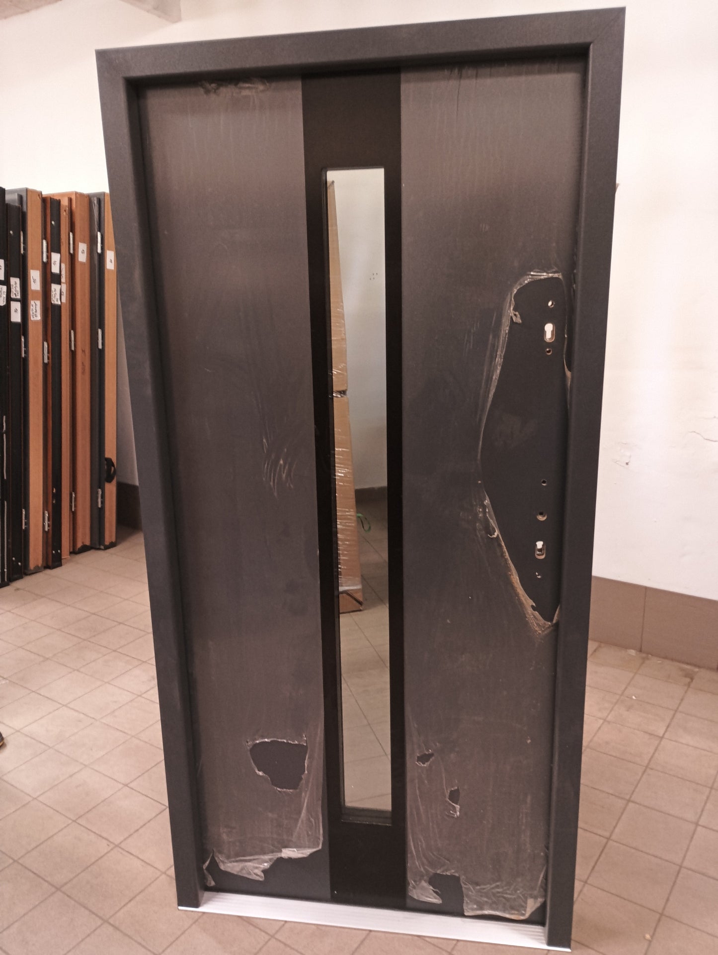Drzwi zewnętrzne Disting Olivio Glass 03 - 2 gatunek kolor ANTRACYT "90" prawe